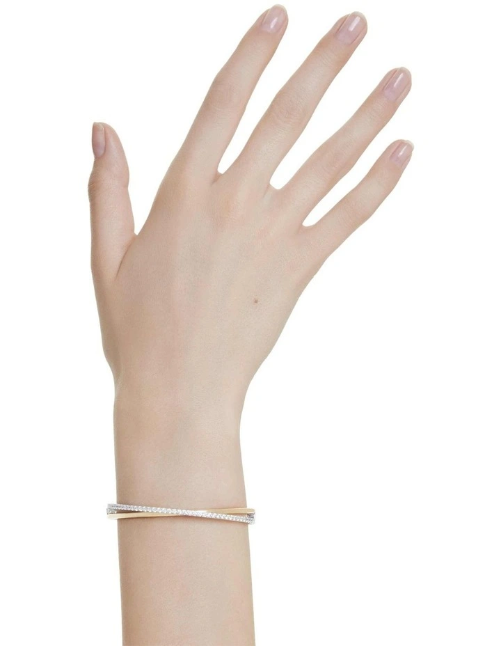 Hyperbola Bangle Round Cut Mixed Metal finish in White image 5