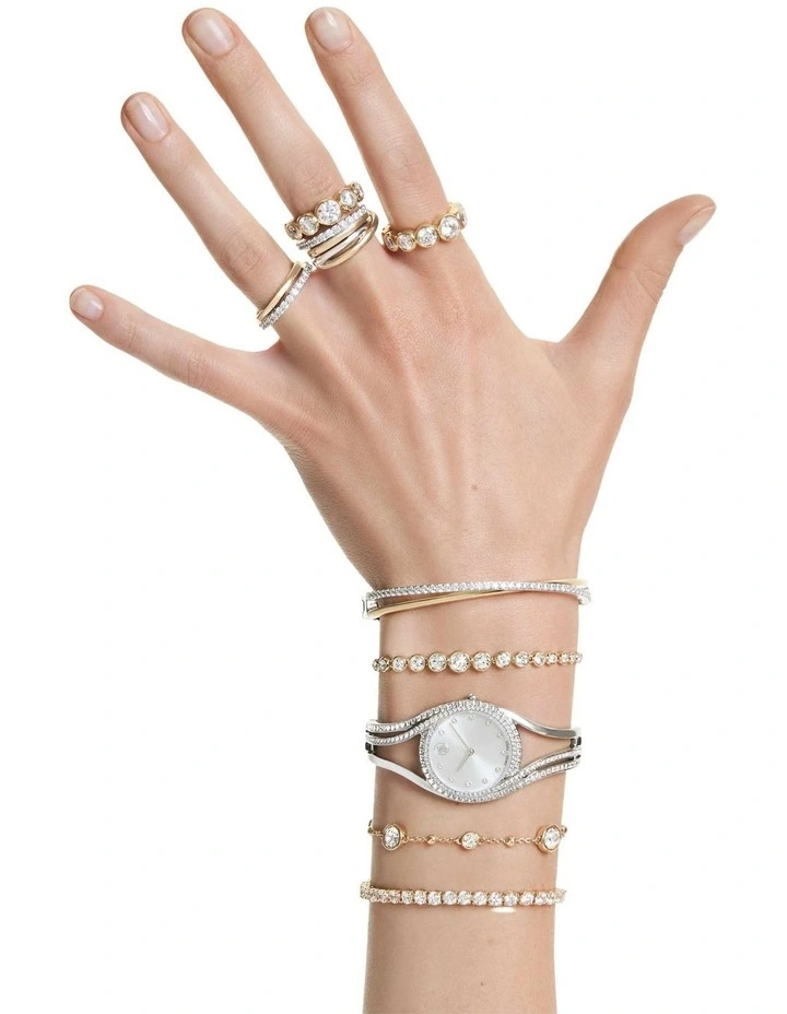 Hyperbola Bangle Round Cut Mixed Metal finish in White image 7