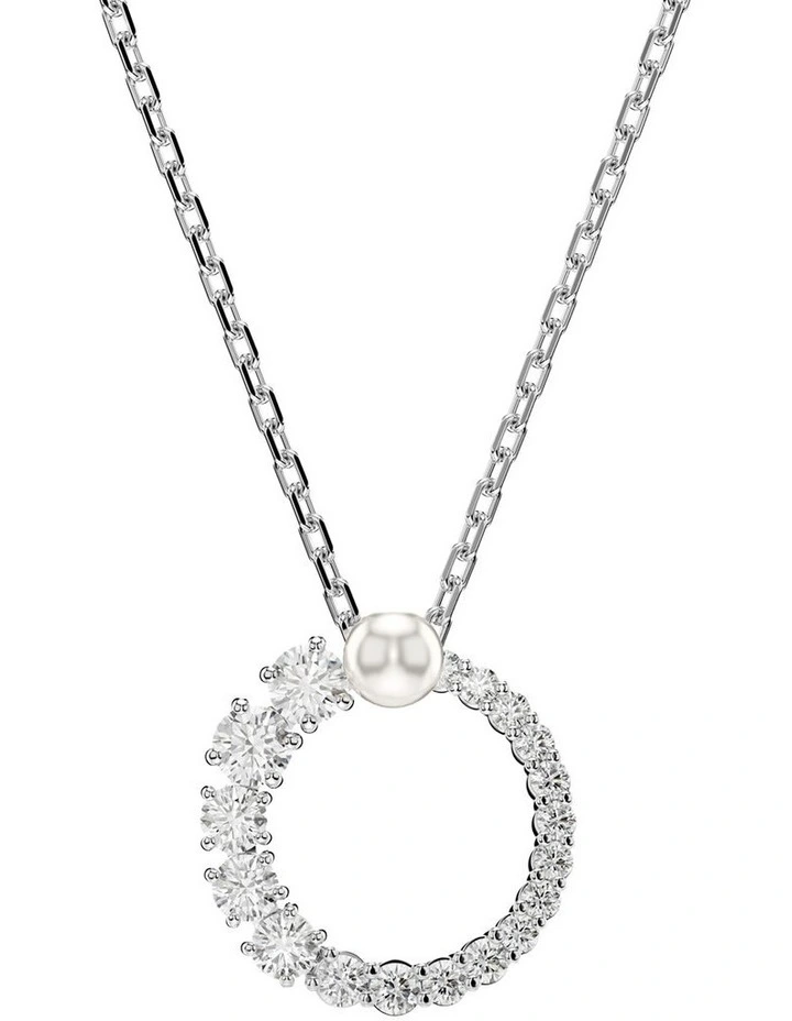 Matrix Pendant Crystal Pearl Round Cut Rhodium Plated in White image 1