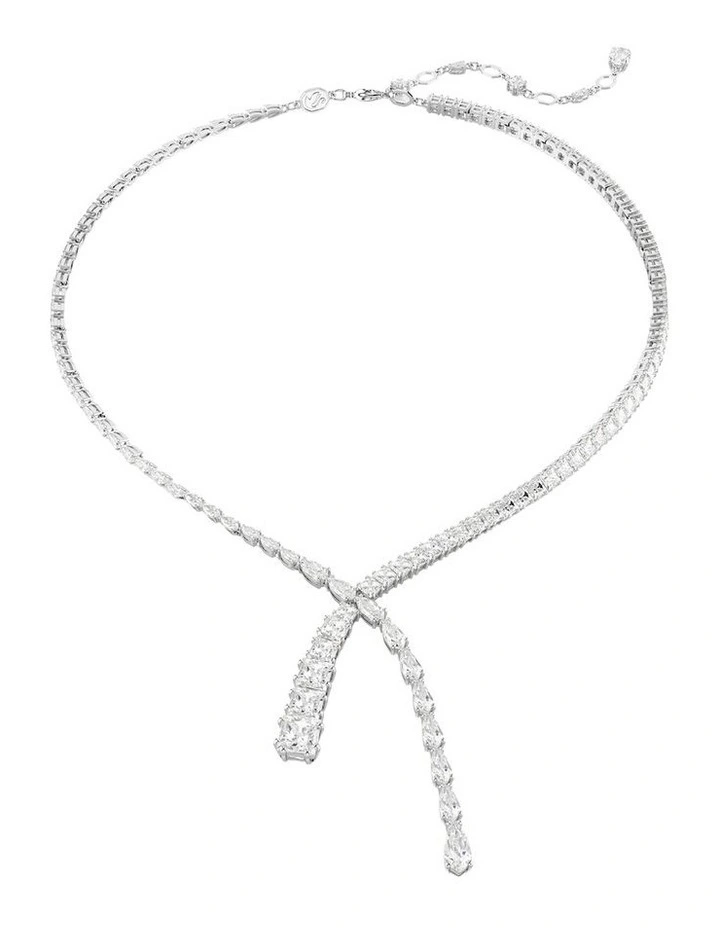 Matrix Y Mixed Cuts Rhodium Plated Necklace in White image 1