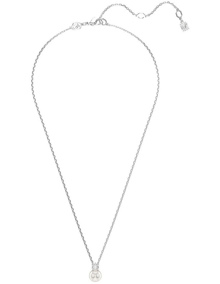 Matrix Crystal Pearl Round Cut Rhodium Plated Pendant in White image 2