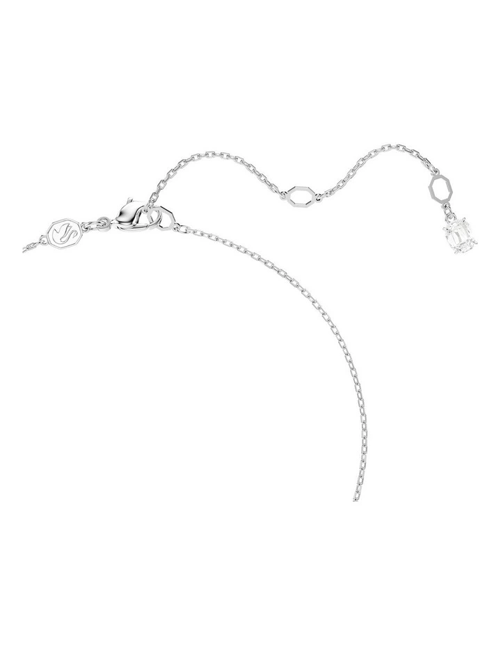 Matrix Crystal Pearl Round Cut Rhodium Plated Pendant in White image 3