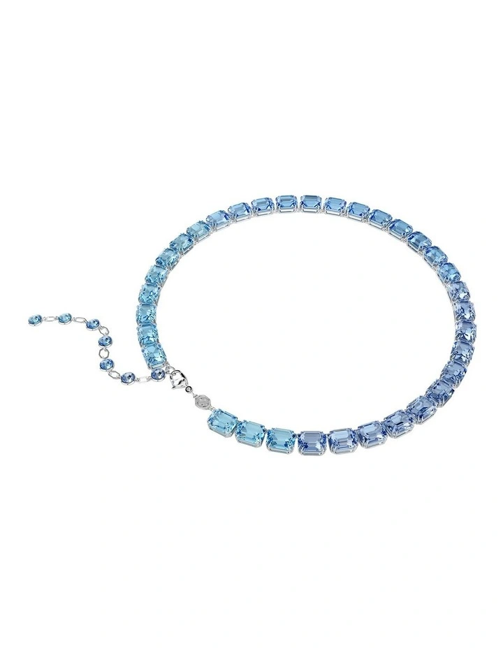 Millenia Octagon Cut Rhodium Plated Necklace in Blue image 4