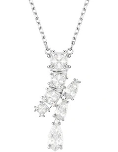 Mixed Cuts Rhodium Plated Matrix Pendant in White