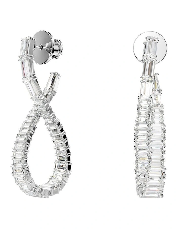 Hyperbola Drop Earrings Infinity Rhodium Plated in White image 1
