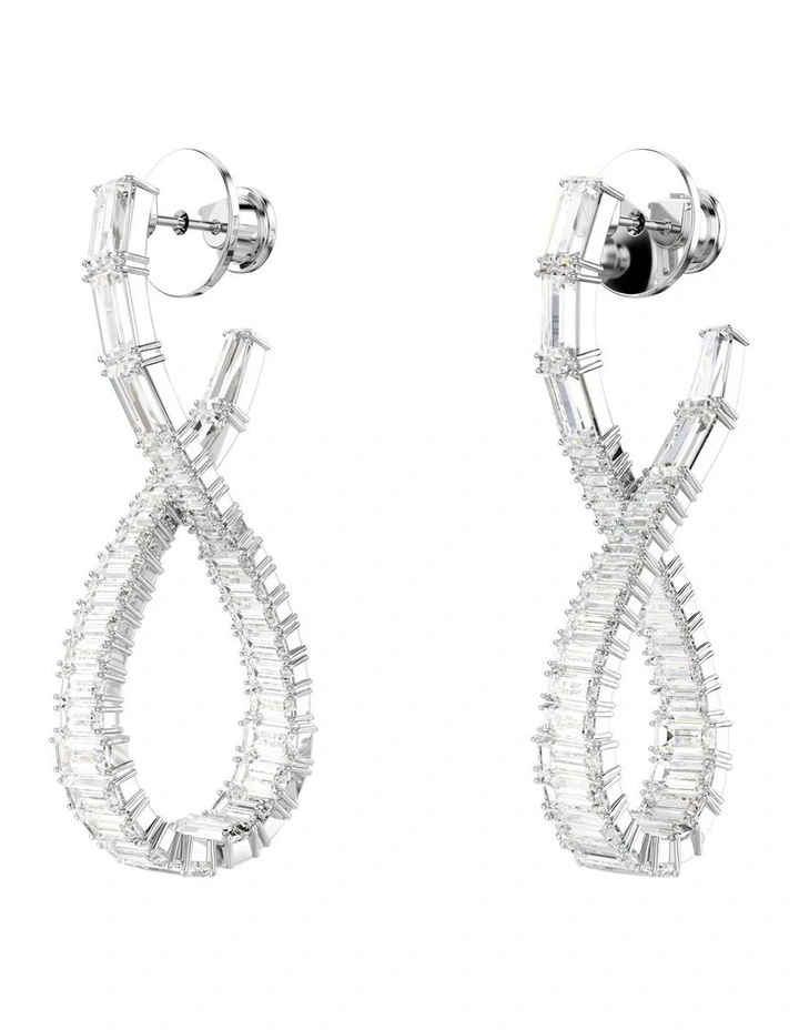 Hyperbola Drop Earrings Infinity Rhodium Plated in White image 3