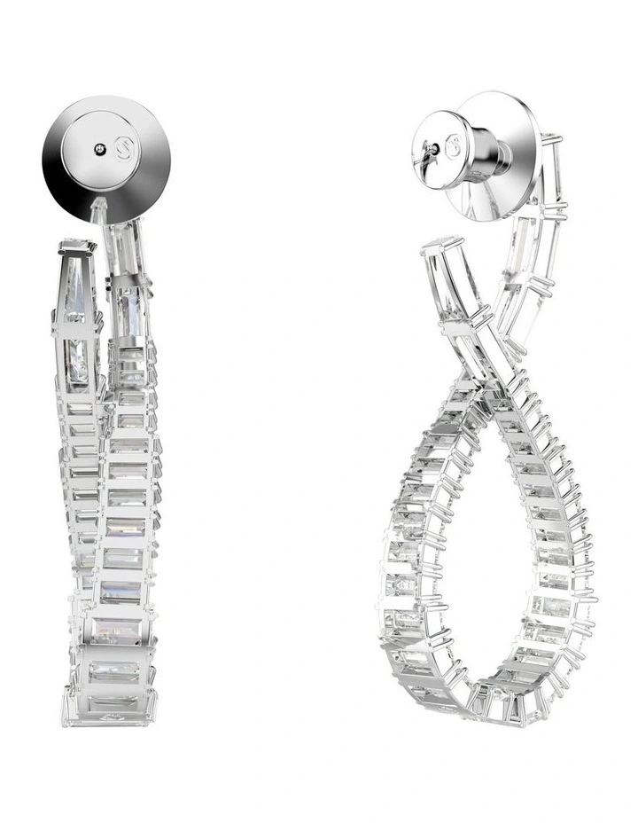 Hyperbola Drop Earrings Infinity Rhodium Plated in White image 4