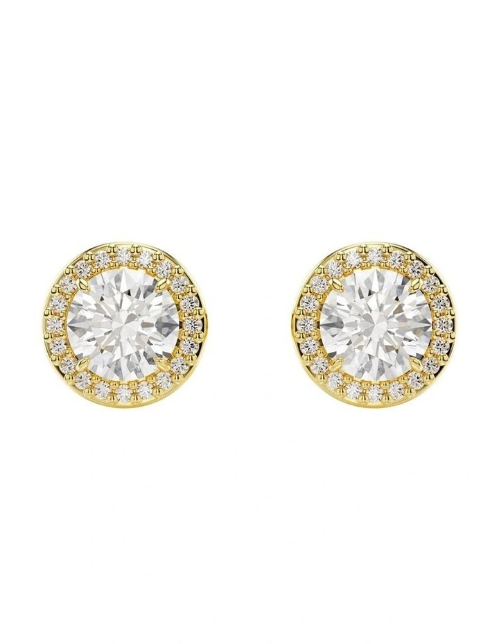 Una Angelic Stud Earrings Round Cut Gold-Tone Plated in Gold image 1