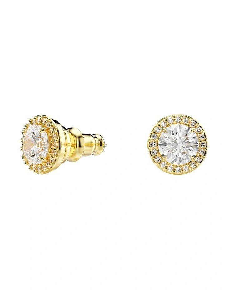 Una Angelic Stud Earrings Round Cut Gold-Tone Plated in Gold image 2