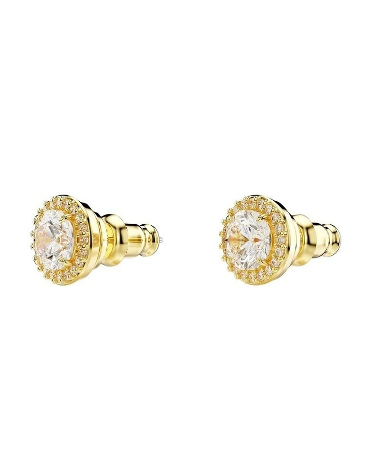 Una Angelic Stud Earrings Round Cut Gold-Tone Plated in Gold image 3