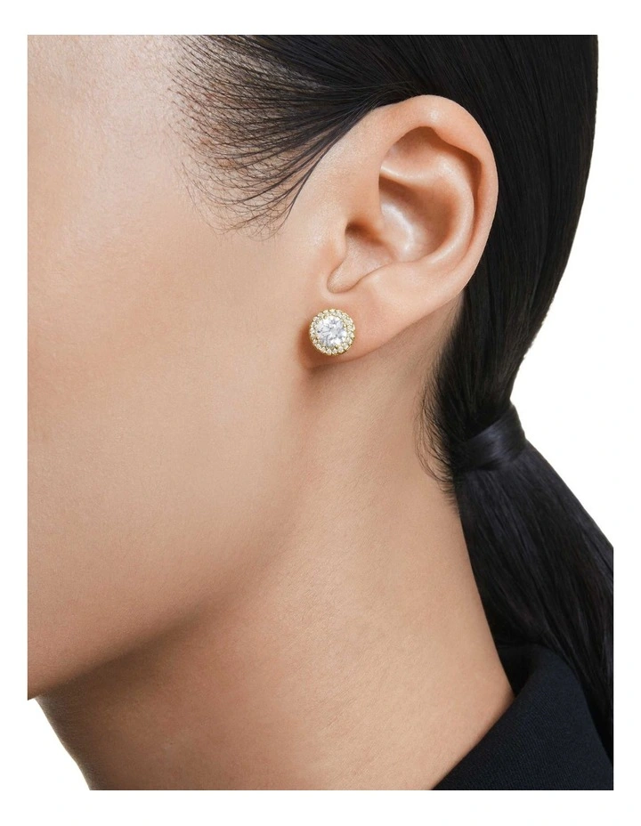 Una Angelic Stud Earrings Round Cut Gold-Tone Plated in Gold image 5