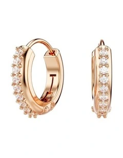 Round Cut Matrix Hoop Earrings in White