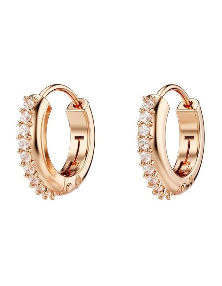 Round Cut Matrix Hoop Earrings in White image 3