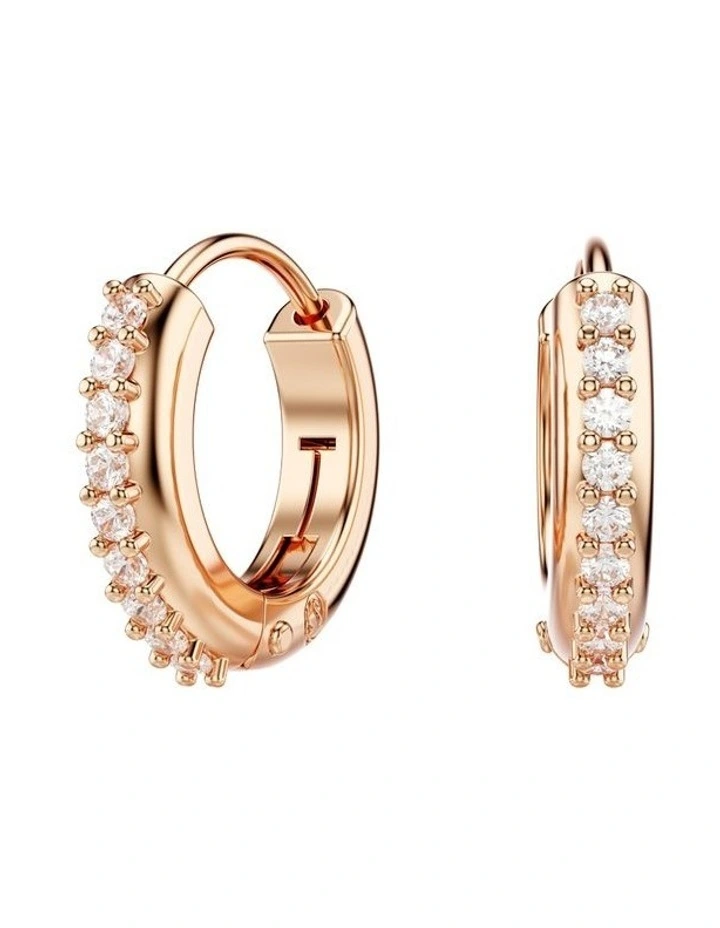 Round Cut Matrix Hoop Earrings in White image 5