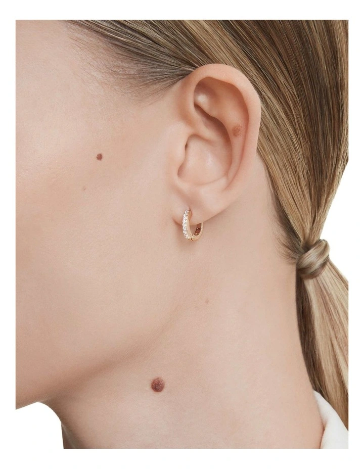 Round Cut Matrix Hoop Earrings in White image 6