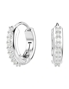Round Cut Matrix Hoop Earrings in White