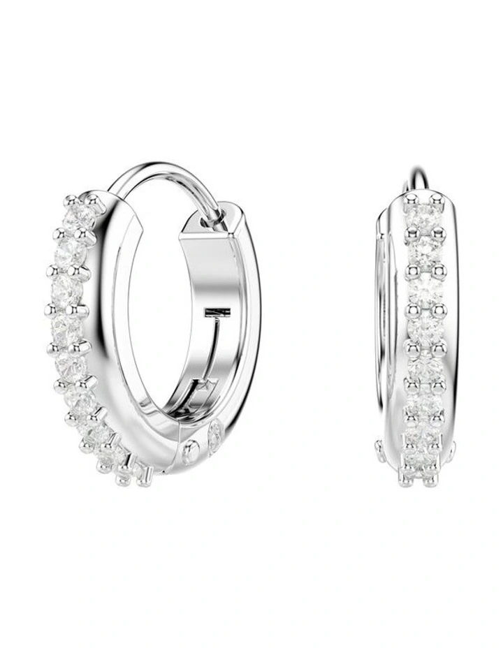Round Cut Matrix Hoop Earrings in White image 1