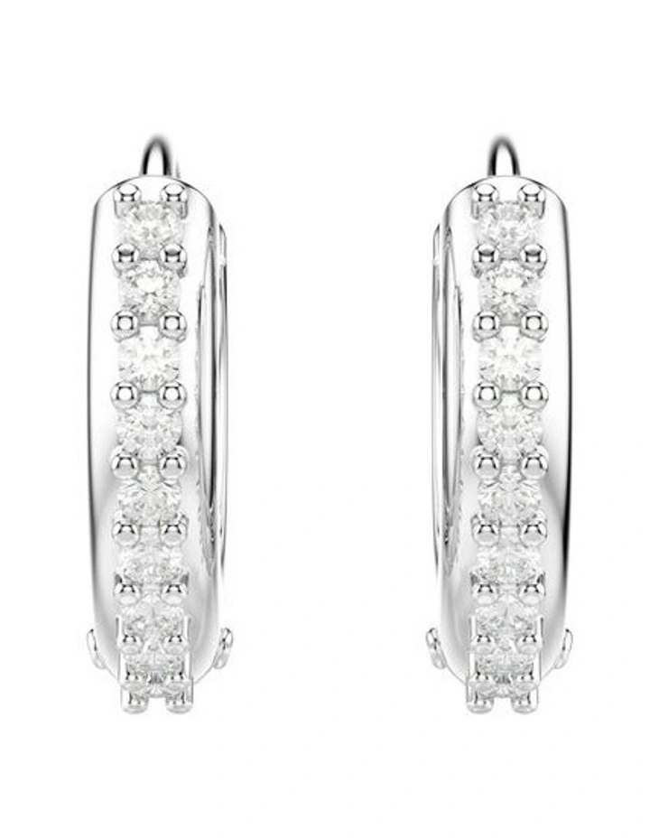 Round Cut Matrix Hoop Earrings in White image 2