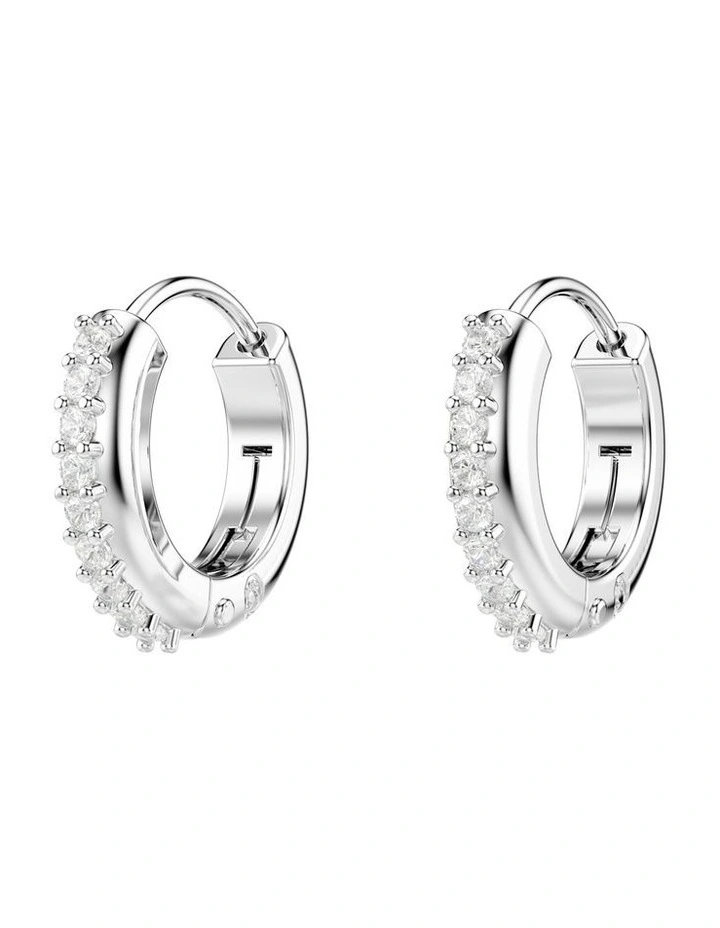 Round Cut Matrix Hoop Earrings in White image 3