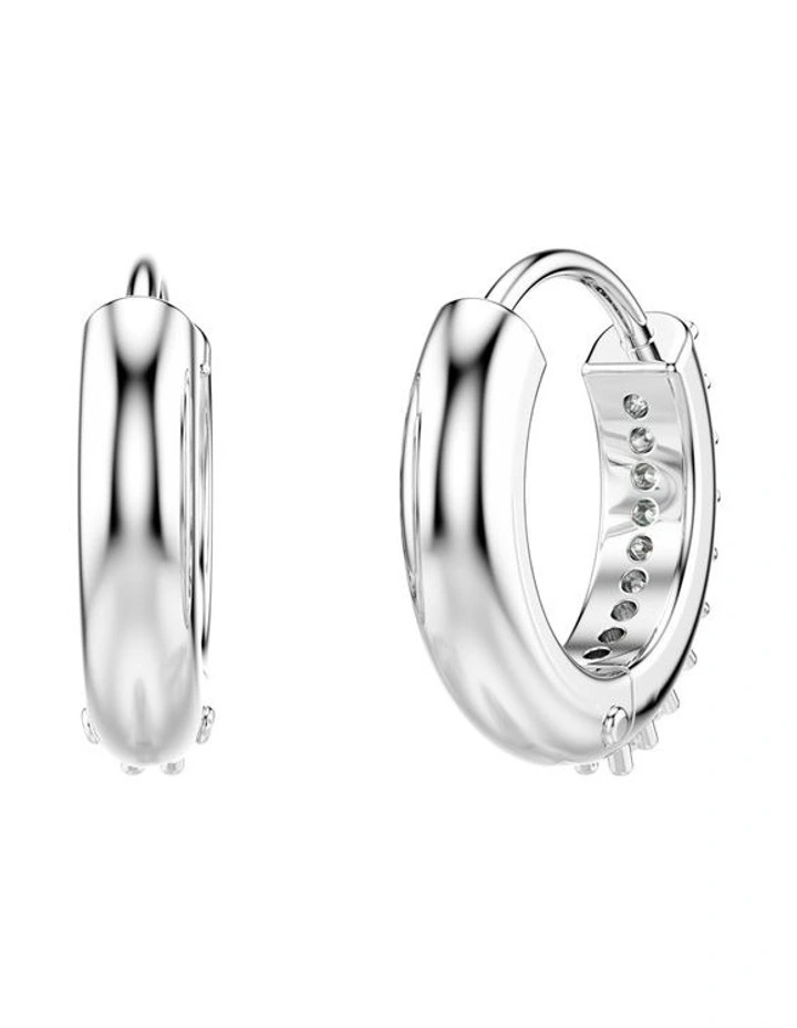 Round Cut Matrix Hoop Earrings in White image 4