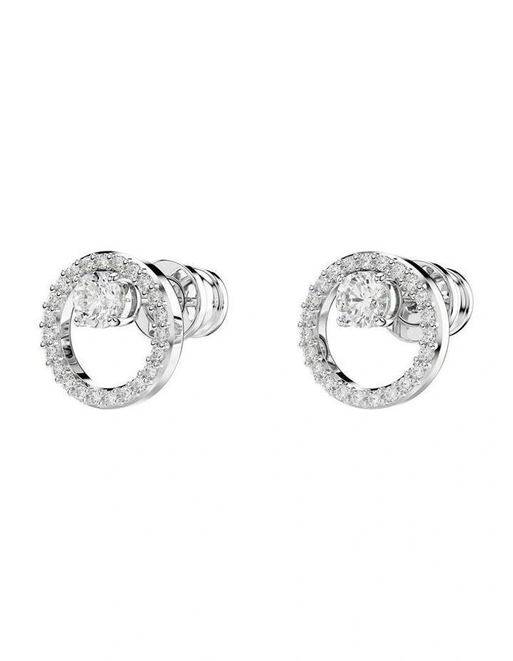 Constella Stud Earrings Round Cut Rhodium Plated in White image 3