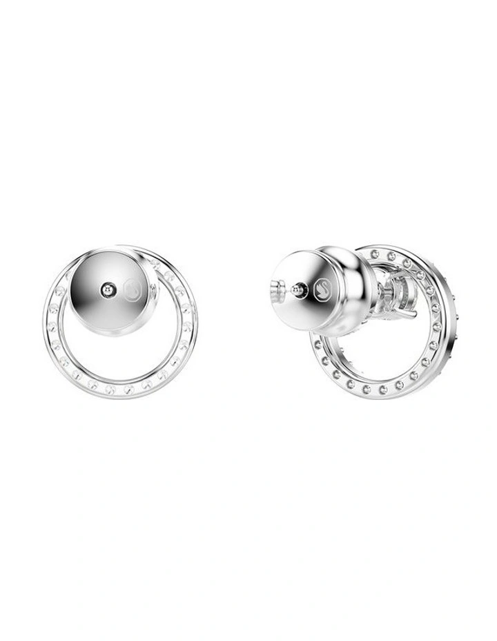 Constella Stud Earrings Round Cut Rhodium Plated in White image 4