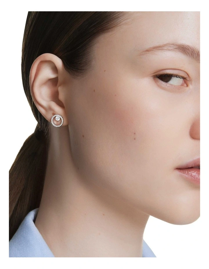 Constella Stud Earrings Round Cut Rhodium Plated in White image 5