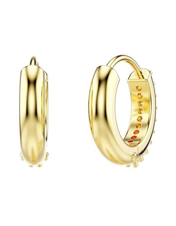 Matrix Hoop Round Cut Gold-Tone Plated Earrings in White image 4