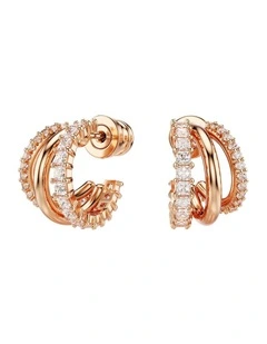 Hyperbola Mixed Cuts Hoop Earrings in White