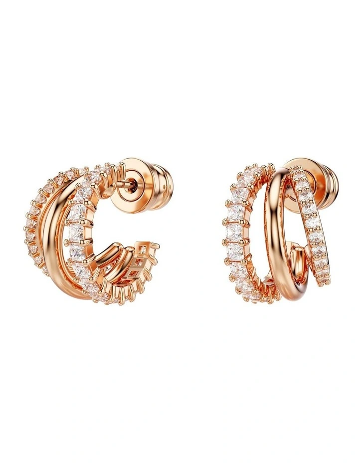 Hyperbola Mixed Cuts Hoop Earrings in White image 3