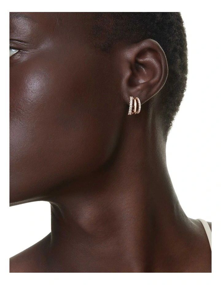 Hyperbola Mixed Cuts Hoop Earrings in White image 5