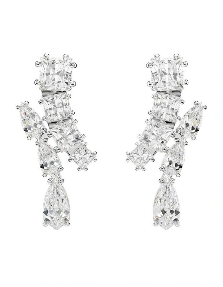 Matrix Mixed Cuts Drop Earrings in White image 1