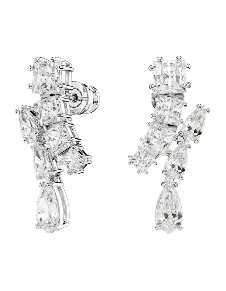 Matrix Mixed Cuts Drop Earrings in White image 2