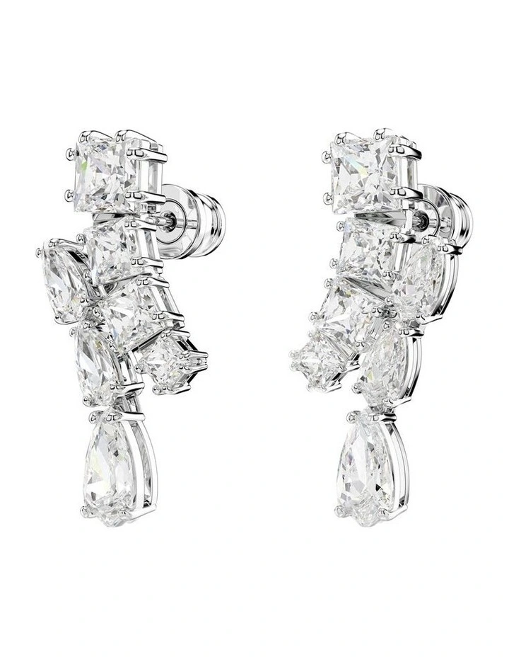 Matrix Mixed Cuts Drop Earrings in White image 3