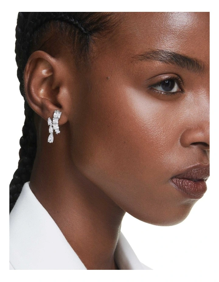 Matrix Mixed Cuts Drop Earrings in White image 5