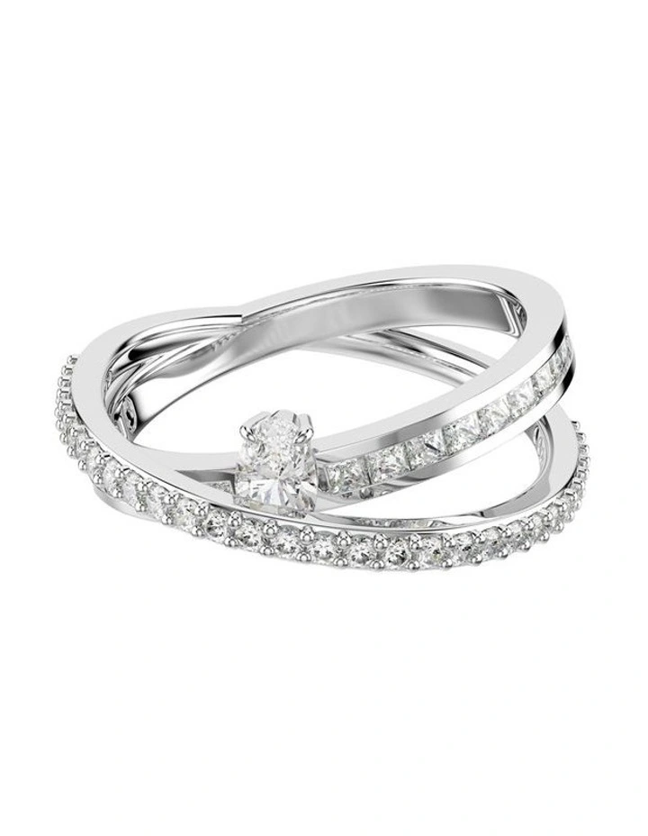 Hyperbola Ring Mixed Cuts Rhodium Plated in White image 1