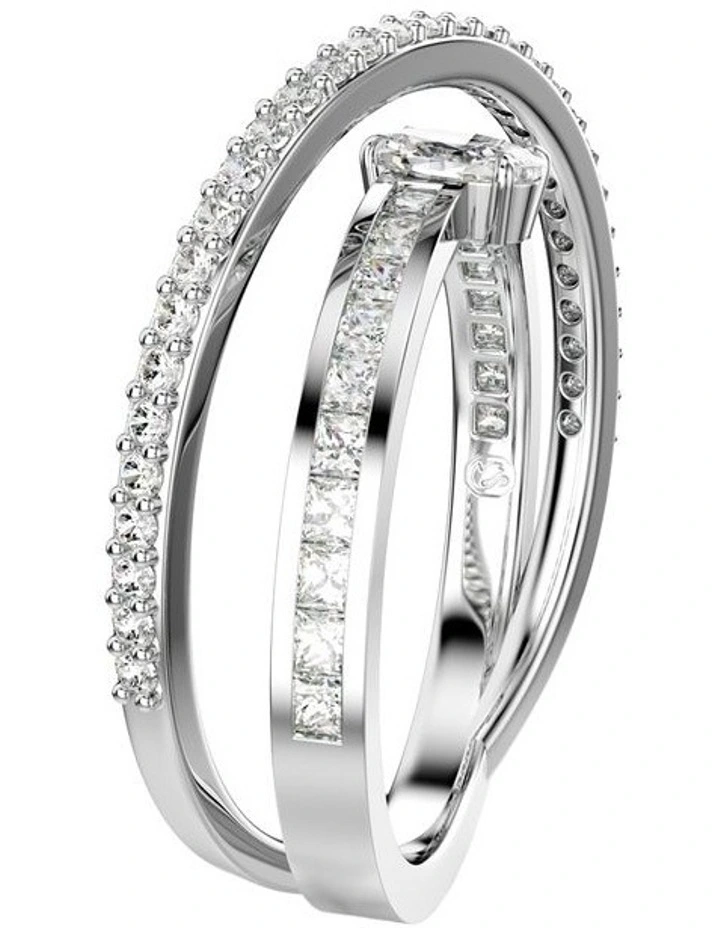 Hyperbola Ring Mixed Cuts Rhodium Plated in White image 2