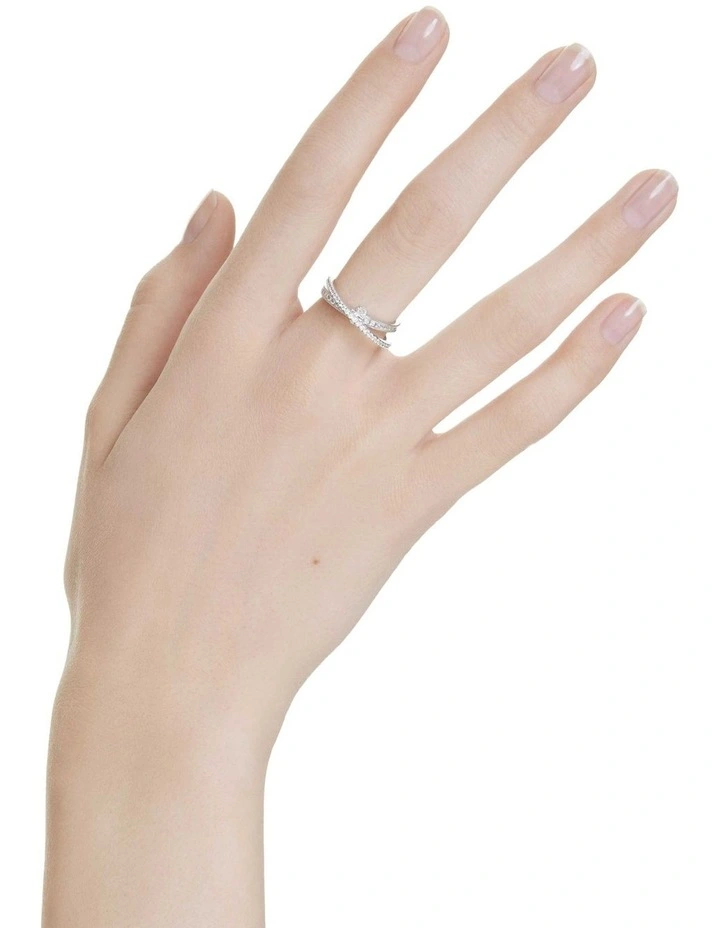 Hyperbola Ring Mixed Cuts Rhodium Plated in White image 5