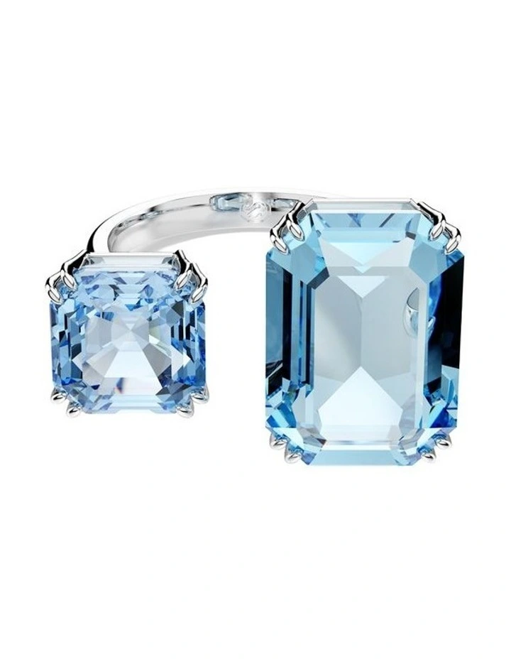 Millenia Open Ring Octagon Cut Rhodium Plated in Blue image 1