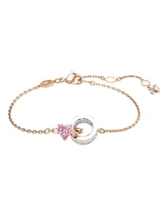 Connexus Mixed Cuts Heart Metal Finish Bracelet in Pink