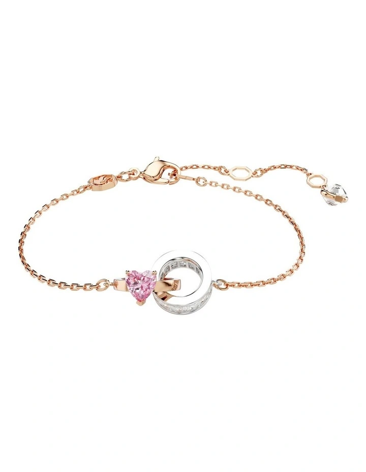 Connexus Mixed Cuts Heart Metal Finish Bracelet in Pink image 1