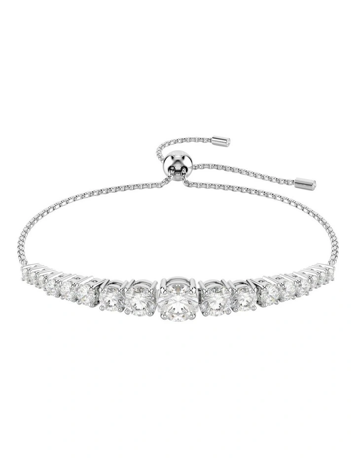 Matrix Gradient Of Round Cuts Rhodium Plated Bracelet in White image 1