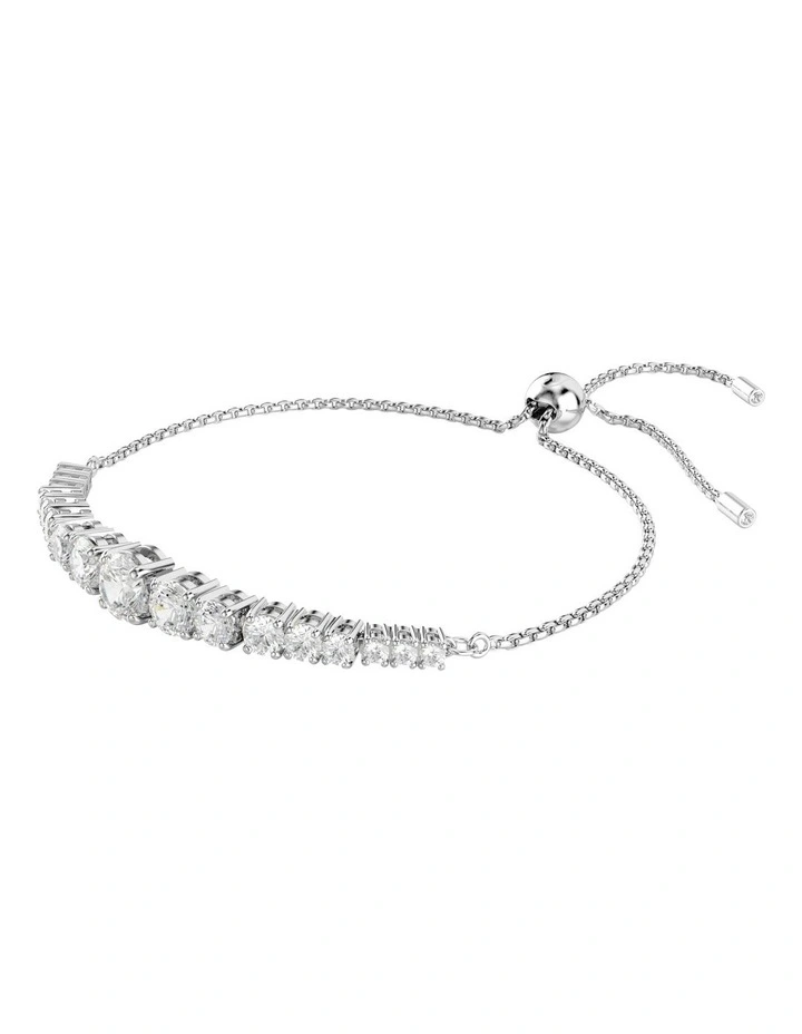 Matrix Gradient Of Round Cuts Rhodium Plated Bracelet in White image 2