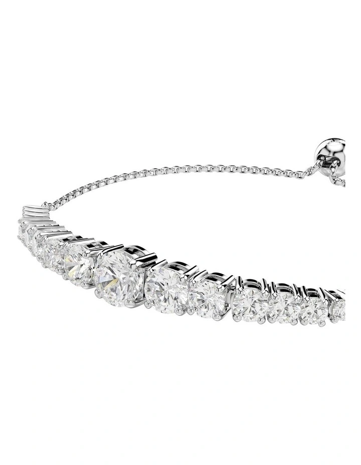 Matrix Gradient Of Round Cuts Rhodium Plated Bracelet in White image 4