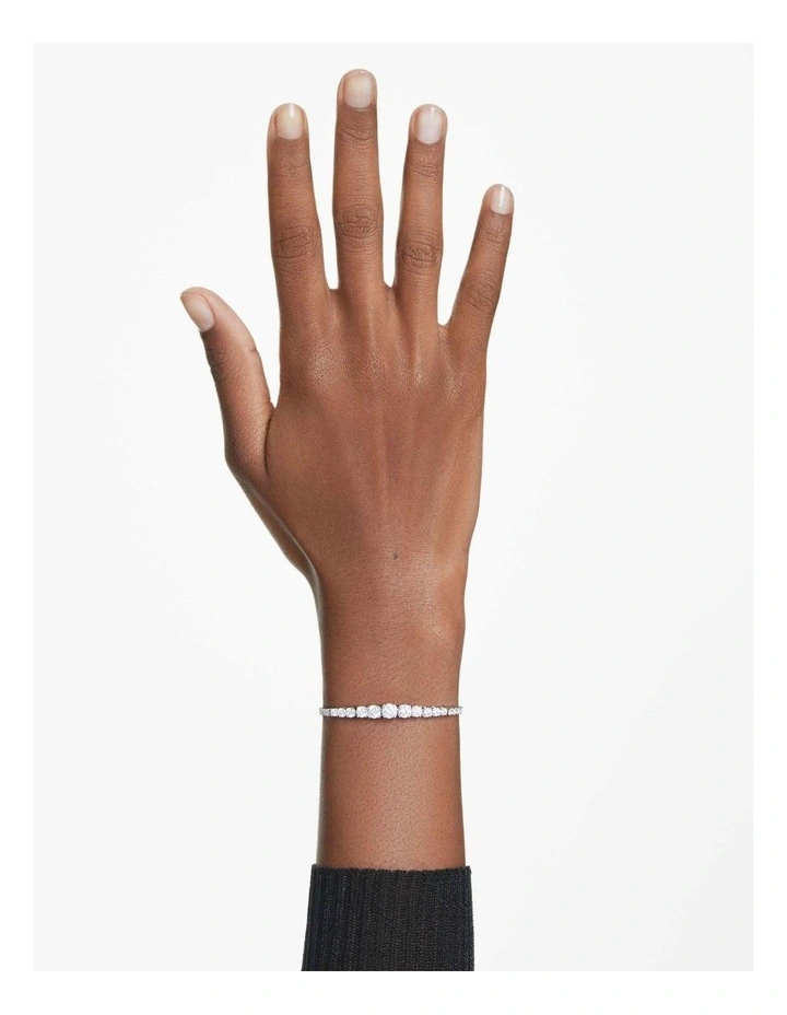 Matrix Gradient Of Round Cuts Rhodium Plated Bracelet in White image 6