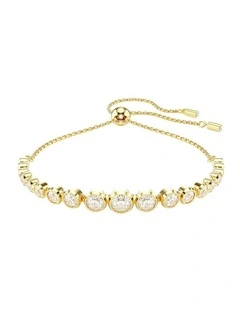 Imber Tennis Mixed Round Cuts Gold-Tone Plated Bracelet in White