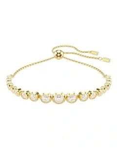 Imber Tennis Mixed Round Cuts Gold-Tone Plated Bracelet in White
