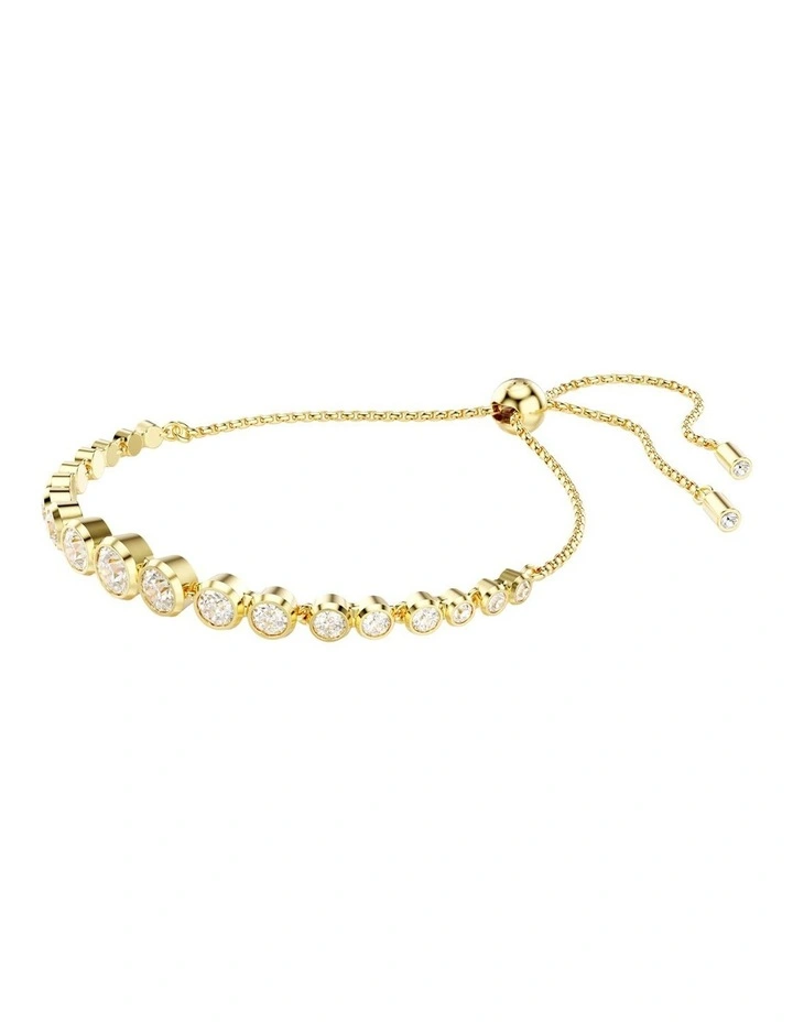 Imber Tennis Mixed Round Cuts Gold-Tone Plated Bracelet in White image 2