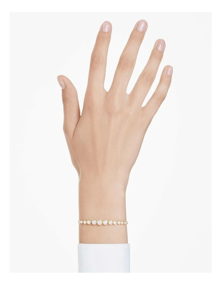 Imber Tennis Mixed Round Cuts Gold-Tone Plated Bracelet in White image 6