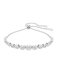 Imber Tennis Mixed Round Cuts Rhodium Plated Bracelet in White